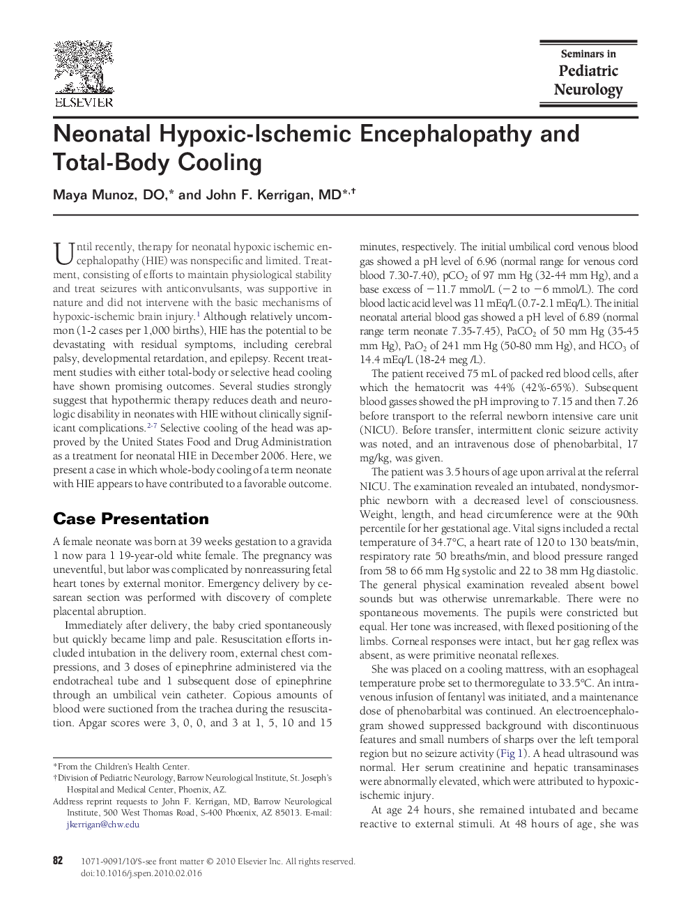 Neonatal Hypoxic-Ischemic Encephalopathy and Total-Body Cooling