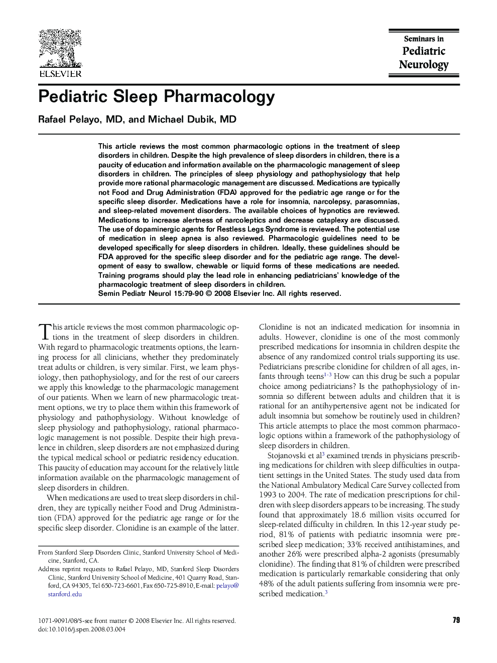 Pediatric Sleep Pharmacology
