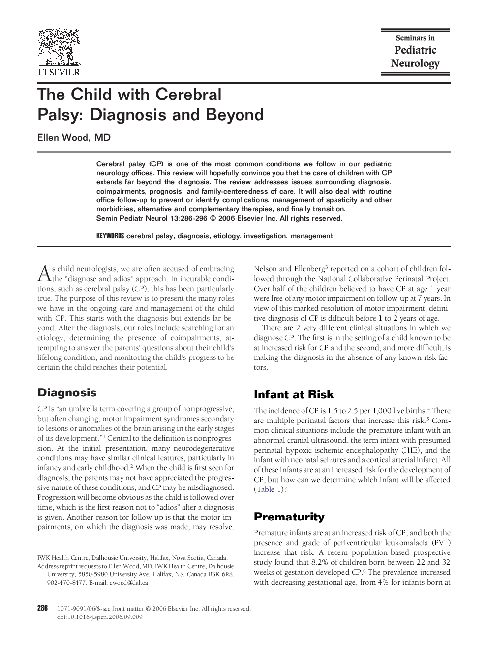 The Child with Cerebral Palsy: Diagnosis and Beyond