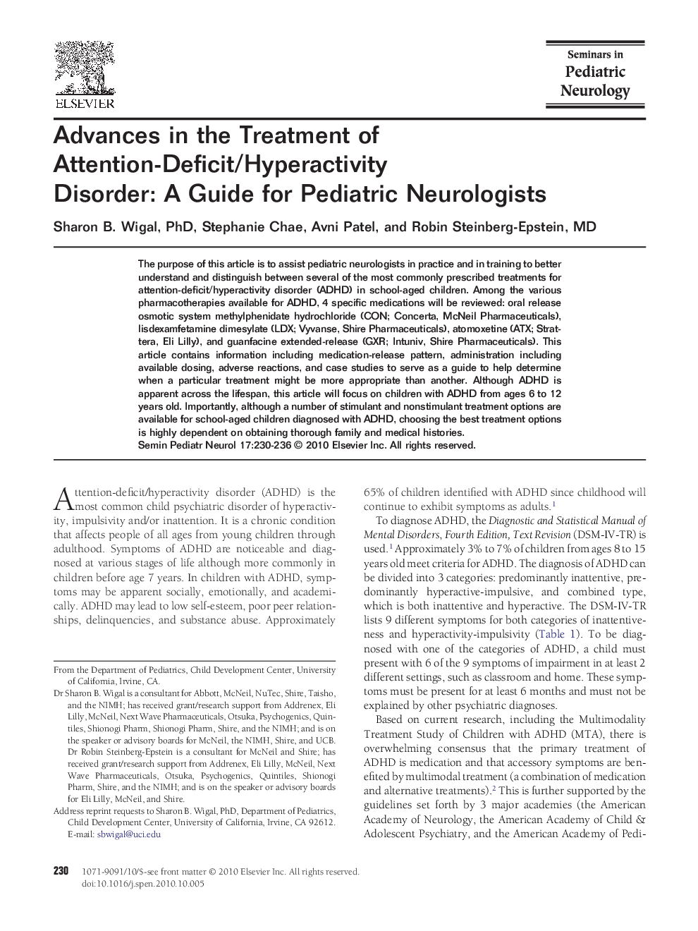 Advances in the Treatment of Attention-Deficit/Hyperactivity Disorder: A Guide for Pediatric Neurologists 