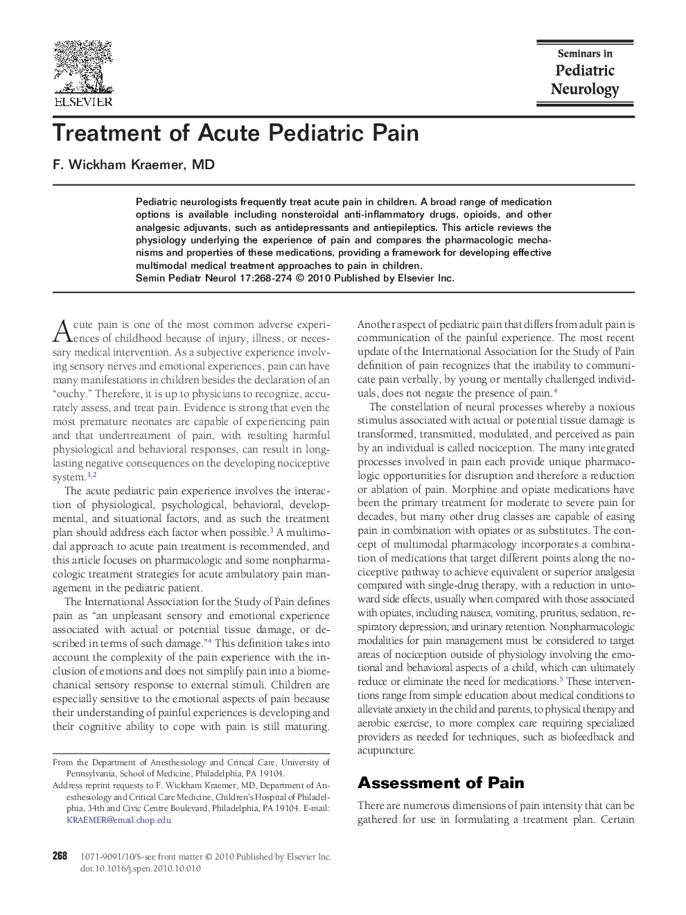 Treatment of Acute Pediatric Pain