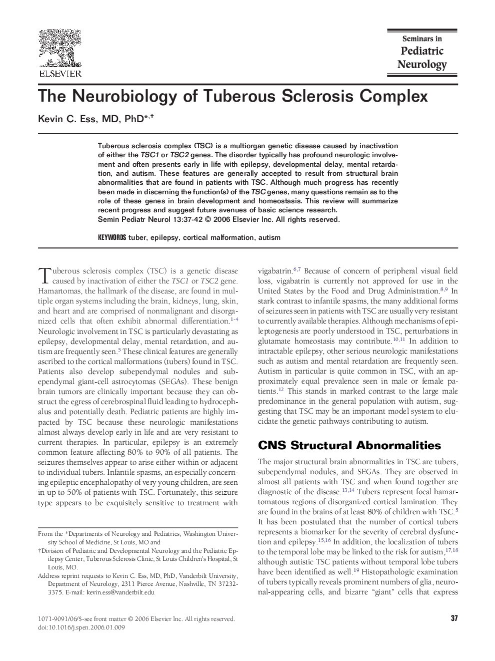 The Neurobiology of Tuberous Sclerosis Complex