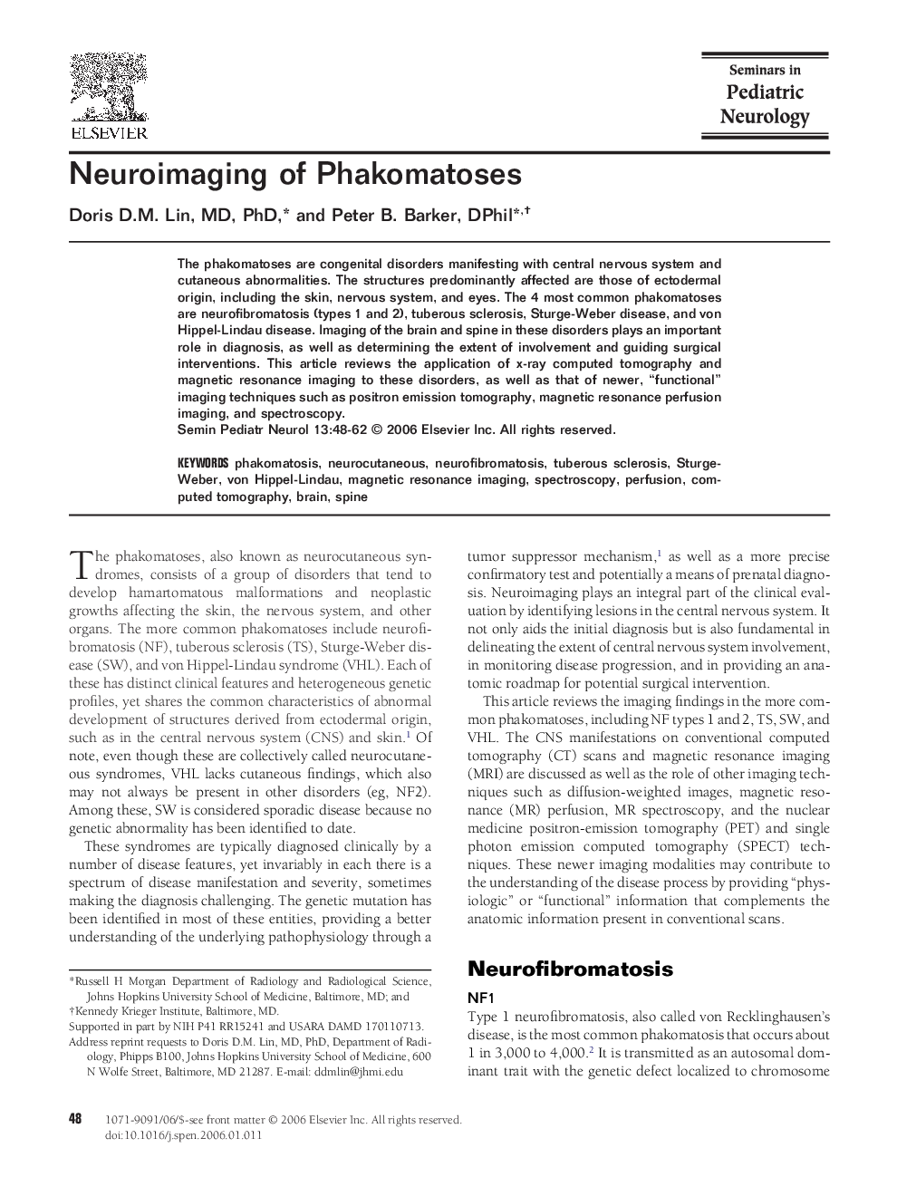 Neuroimaging of Phakomatoses 