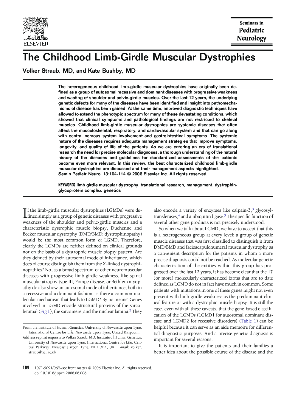 The Childhood Limb-Girdle Muscular Dystrophies