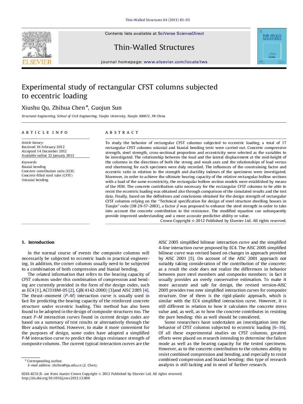 Experimental study of rectangular CFST columns subjected to eccentric loading