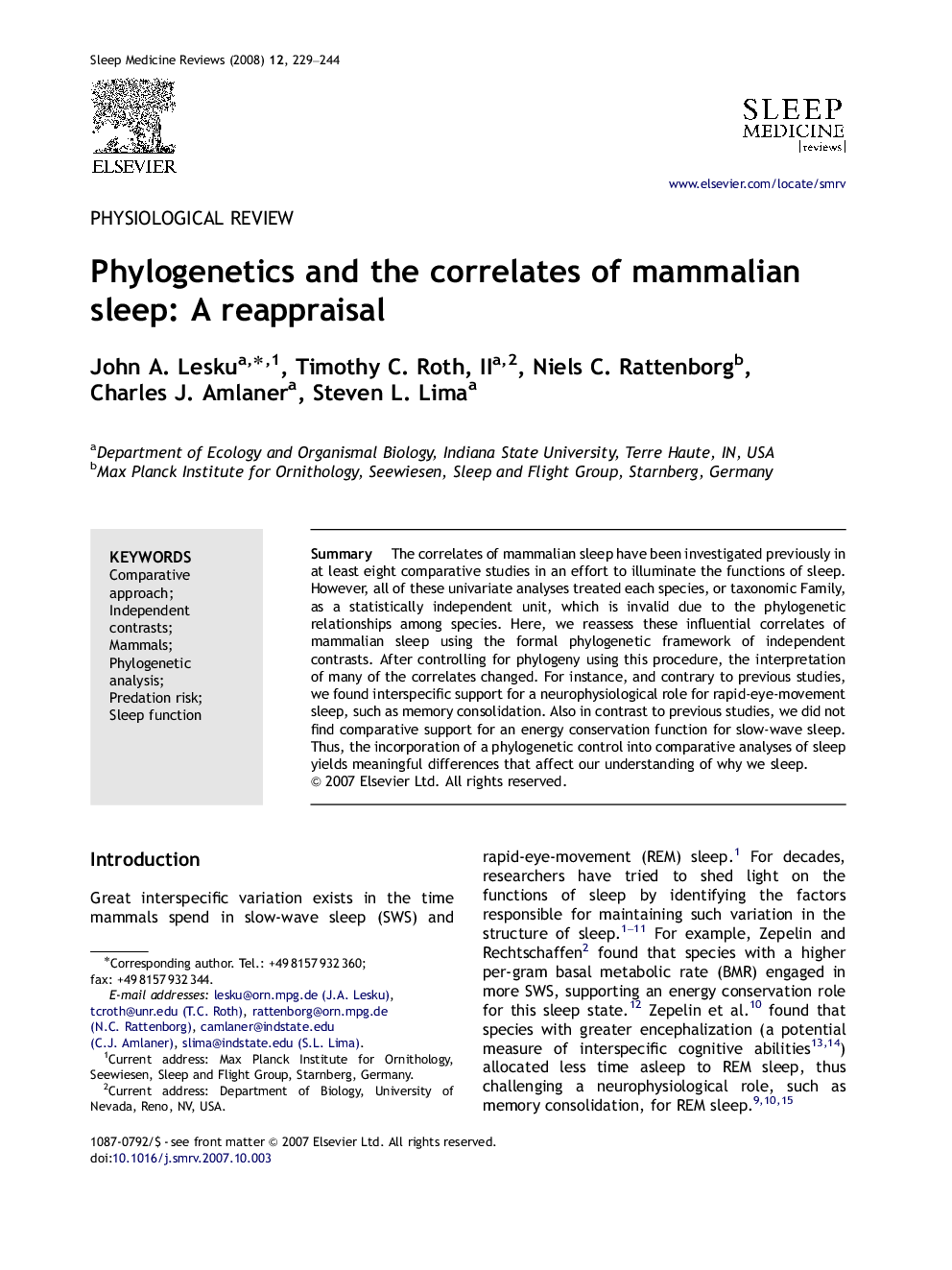 Phylogenetics and the correlates of mammalian sleep: A reappraisal