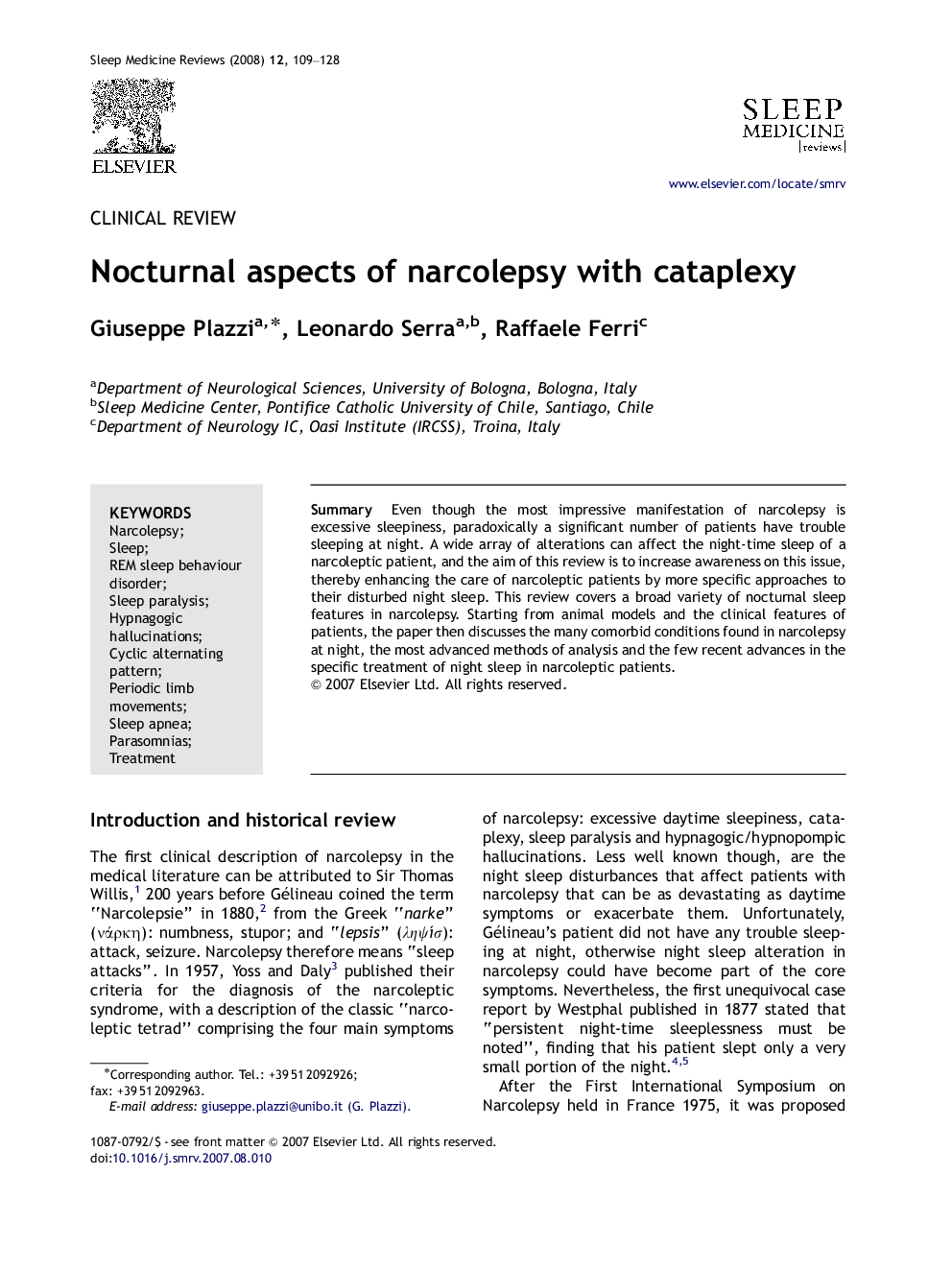 Nocturnal aspects of narcolepsy with cataplexy