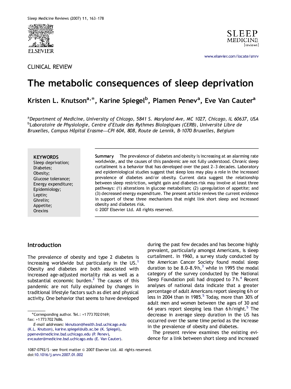 The metabolic consequences of sleep deprivation