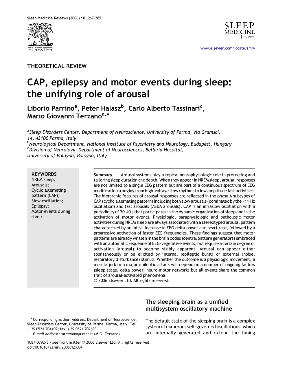 CAP, epilepsy and motor events during sleep: the unifying role of arousal