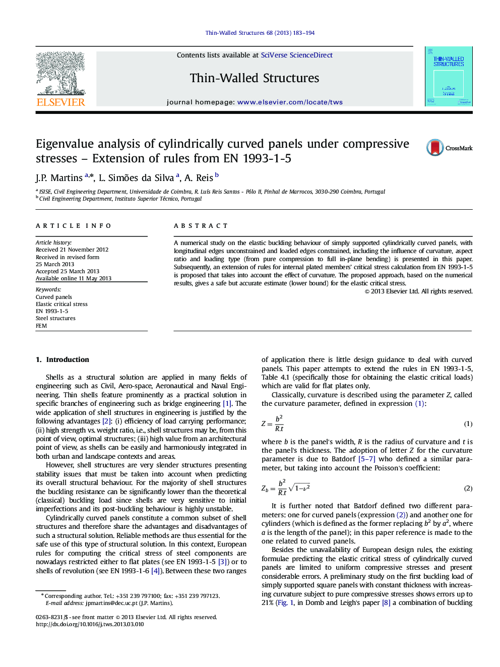 Eigenvalue analysis of cylindrically curved panels under compressive stresses – Extension of rules from EN 1993-1-5