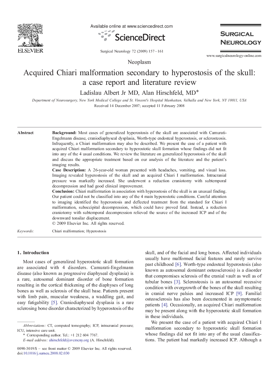 Acquired Chiari malformation secondary to hyperostosis of the skull: a case report and literature review