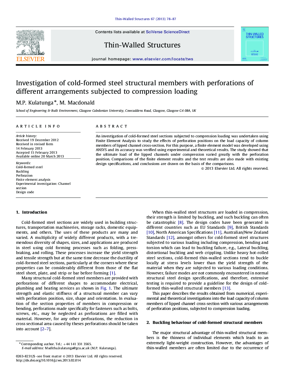 Investigation of cold-formed steel structural members with perforations of different arrangements subjected to compression loading