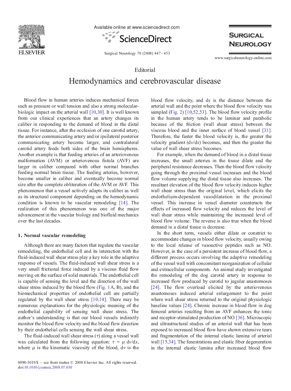 Hemodynamics and cerebrovascular disease