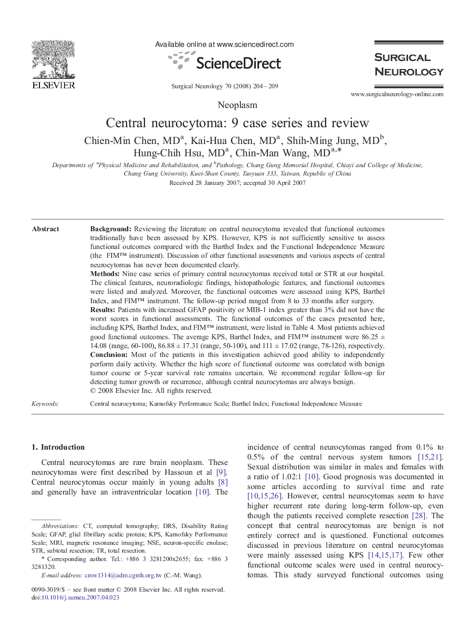 Central neurocytoma: 9 case series and review