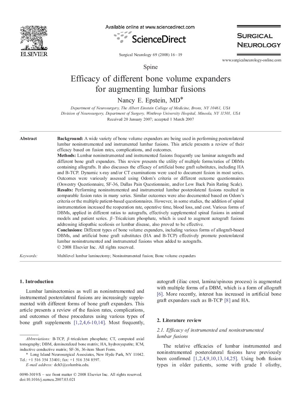 Efficacy of different bone volume expanders for augmenting lumbar fusions