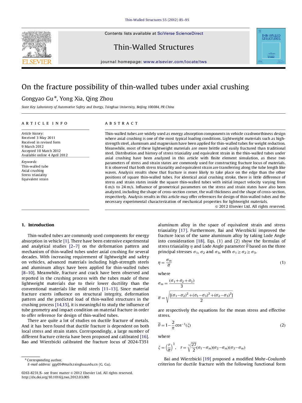 On the fracture possibility of thin-walled tubes under axial crushing