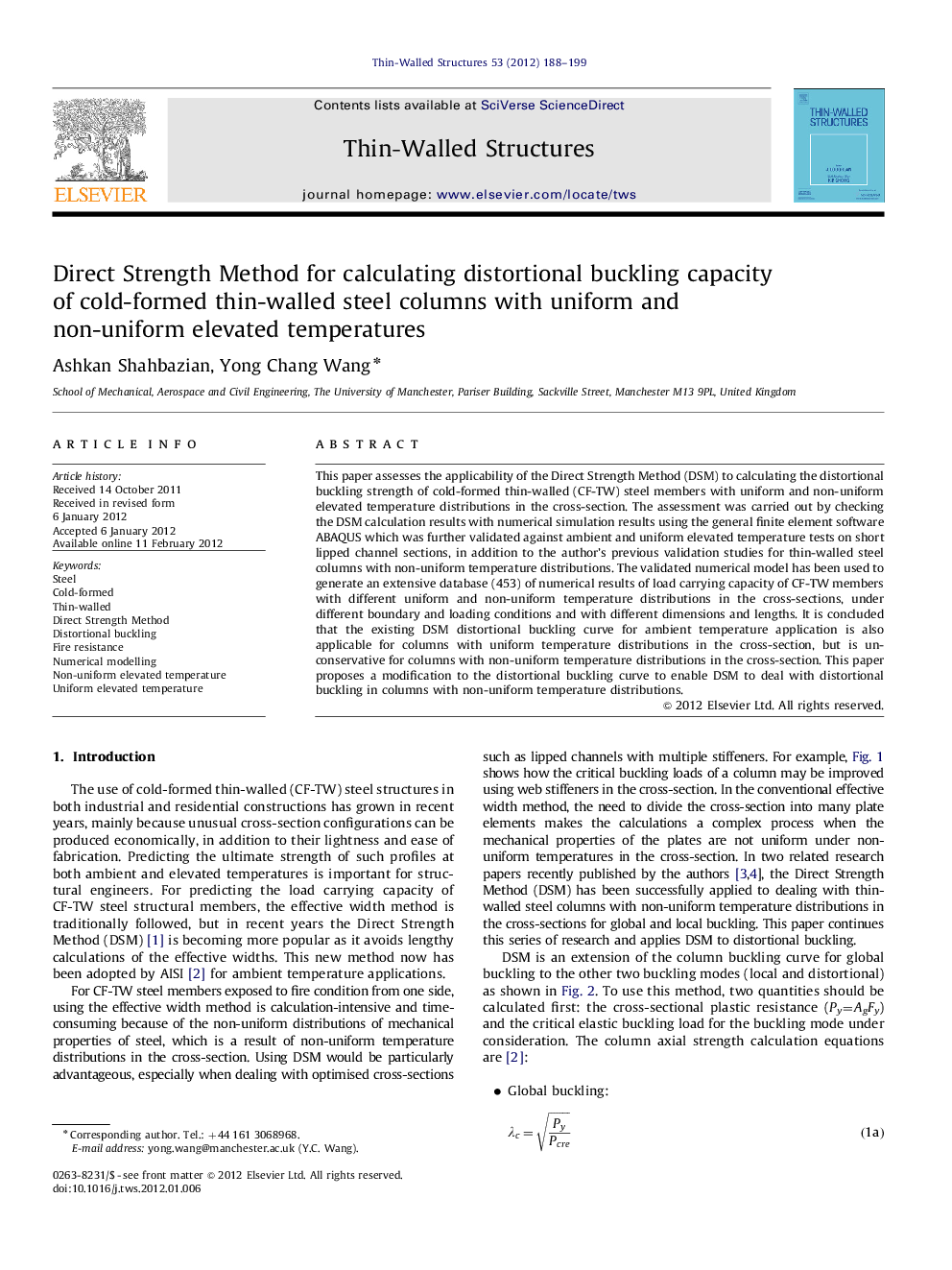 Direct Strength Method for calculating distortional buckling capacity of cold-formed thin-walled steel columns with uniform and non-uniform elevated temperatures