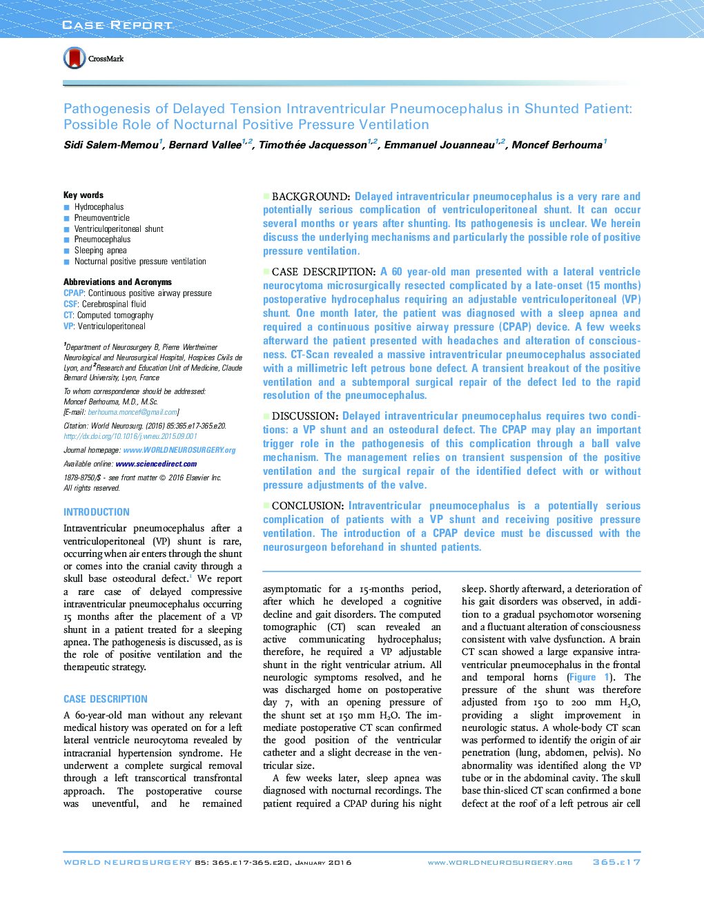 Pathogenesis of Delayed Tension Intraventricular Pneumocephalus in Shunted Patient: Possible Role of Nocturnal Positive Pressure Ventilation