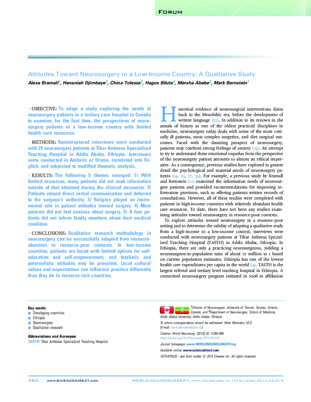 Attitudes Toward Neurosurgery in a Low-Income Country: A Qualitative Study 