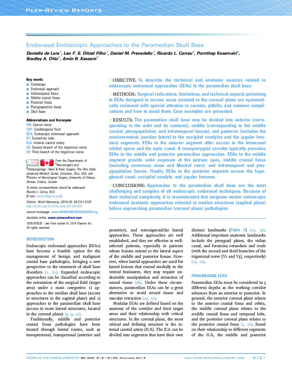 Endonasal Endoscopic Approaches to the Paramedian Skull Base 