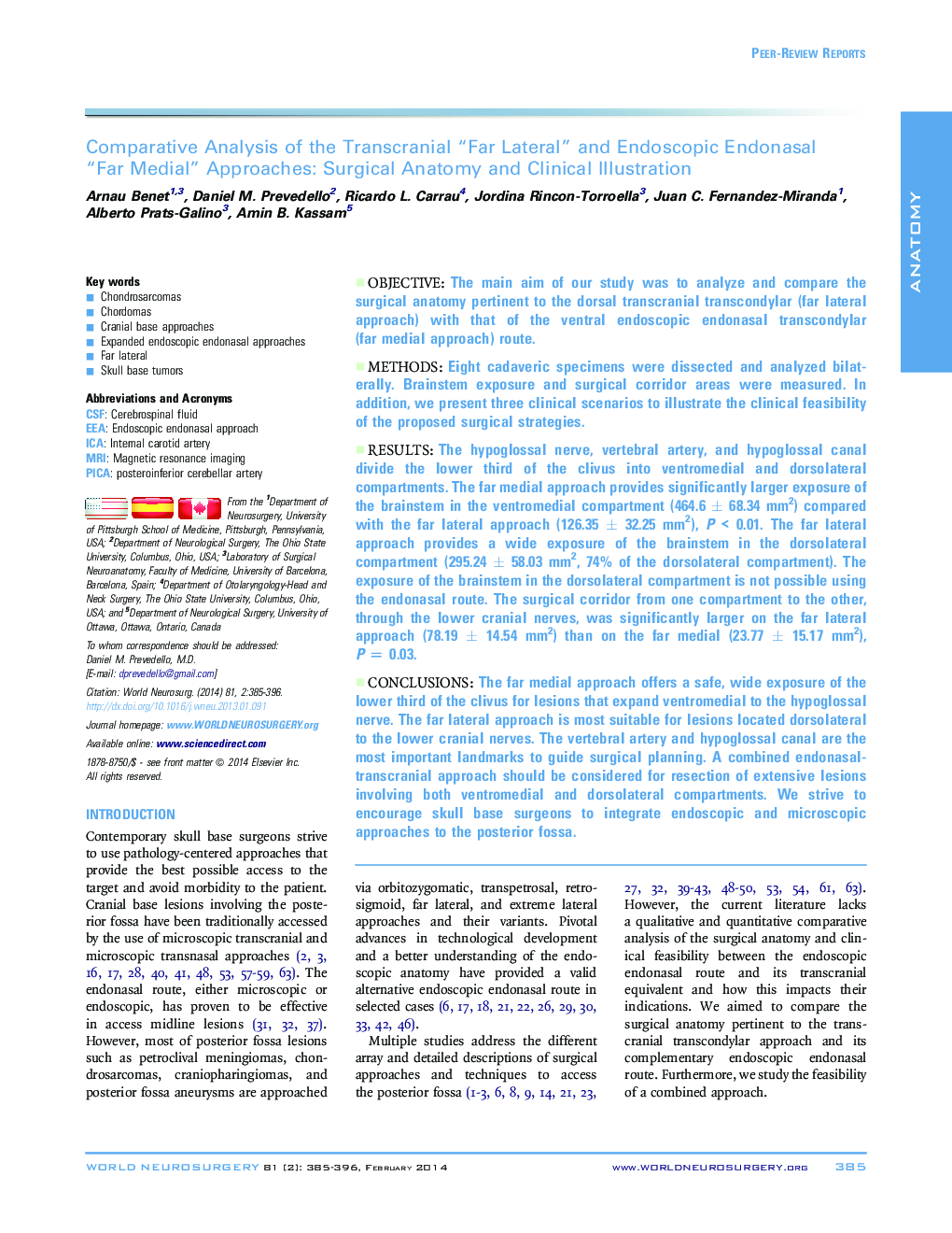 Comparative Analysis of the Transcranial “Far Lateral” and Endoscopic Endonasal “Far Medial” Approaches: Surgical Anatomy and Clinical Illustration 