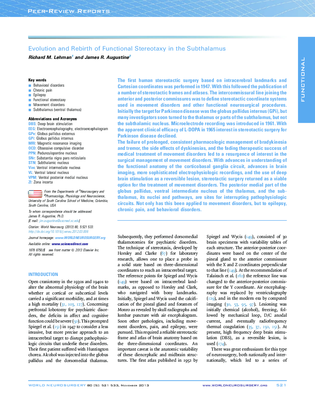 Evolution and Rebirth of Functional Stereotaxy in the Subthalamus 