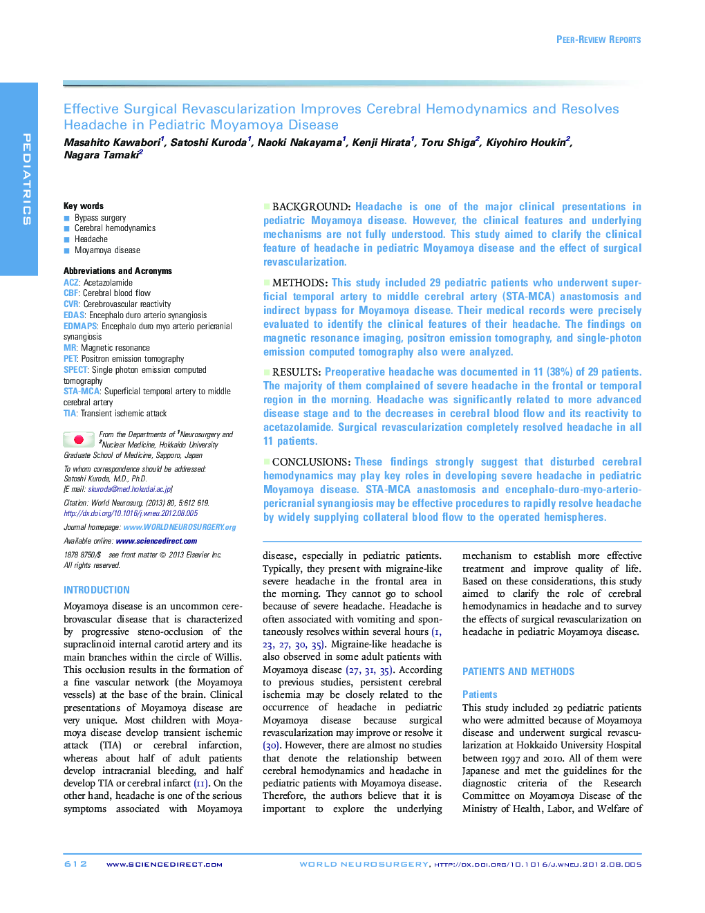 Effective Surgical Revascularization Improves Cerebral Hemodynamics and Resolves Headache in Pediatric Moyamoya Disease 