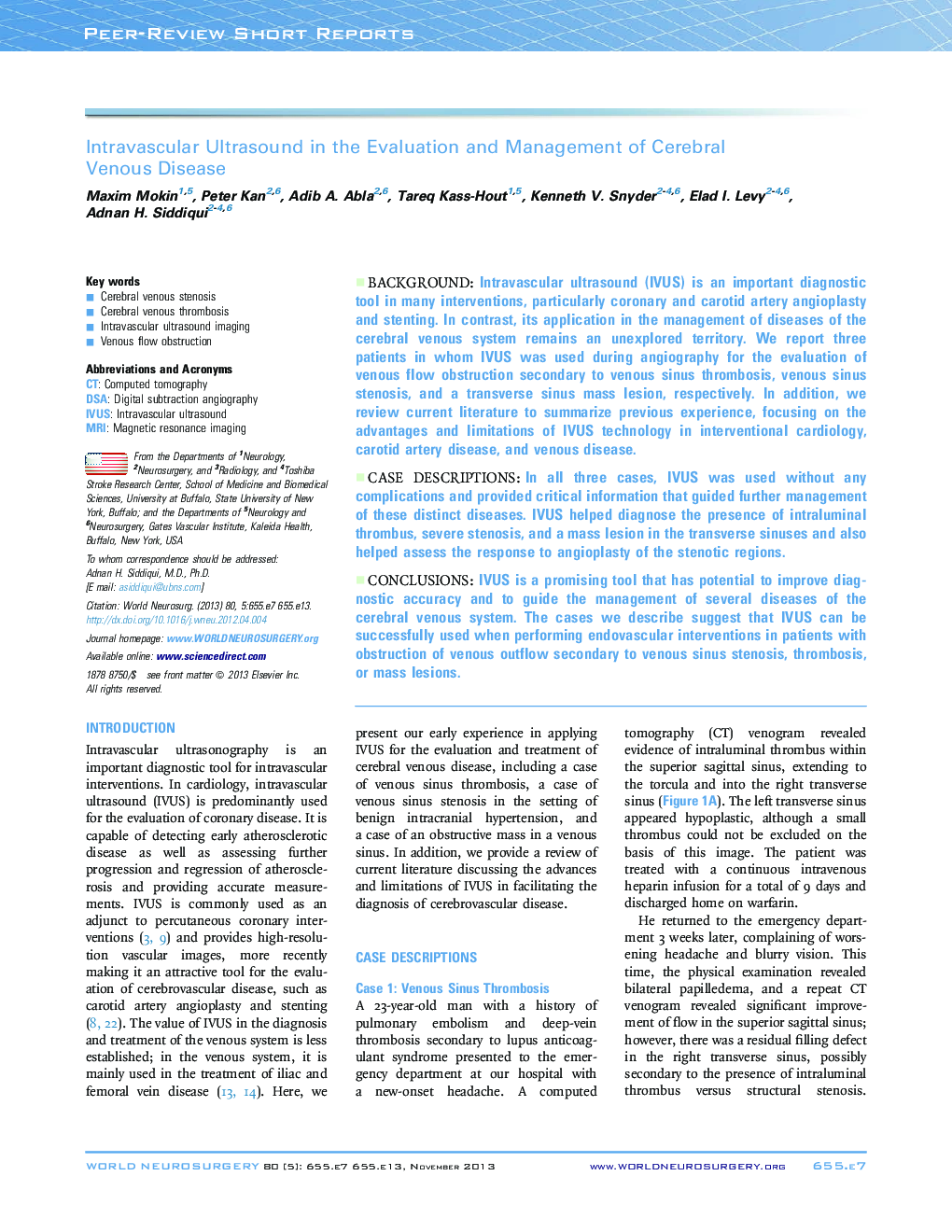 Intravascular Ultrasound in the Evaluation and Management of Cerebral Venous Disease