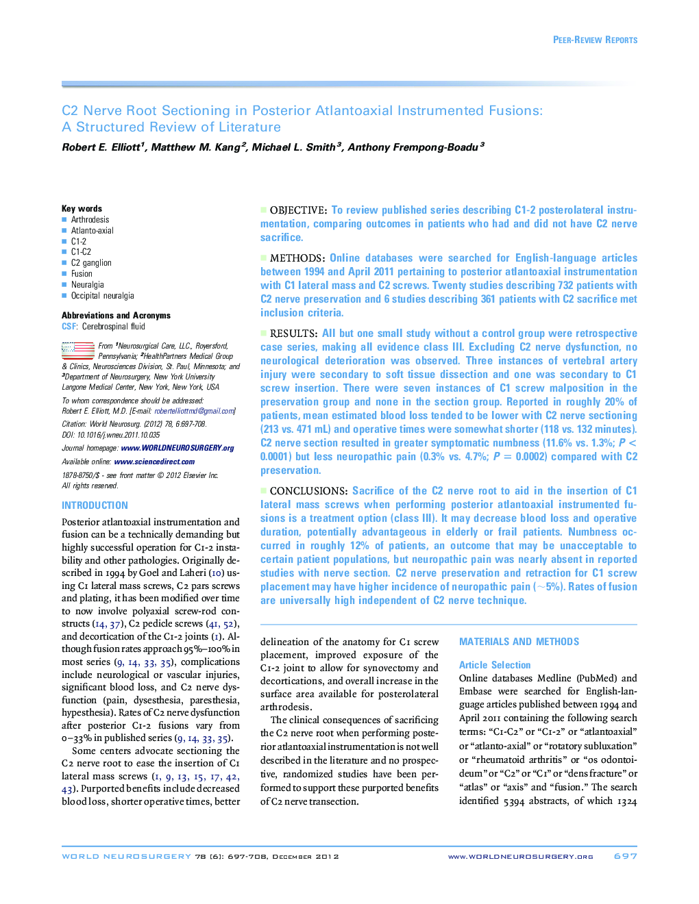 C2 Nerve Root Sectioning in Posterior Atlantoaxial Instrumented Fusions: A Structured Review of Literature 