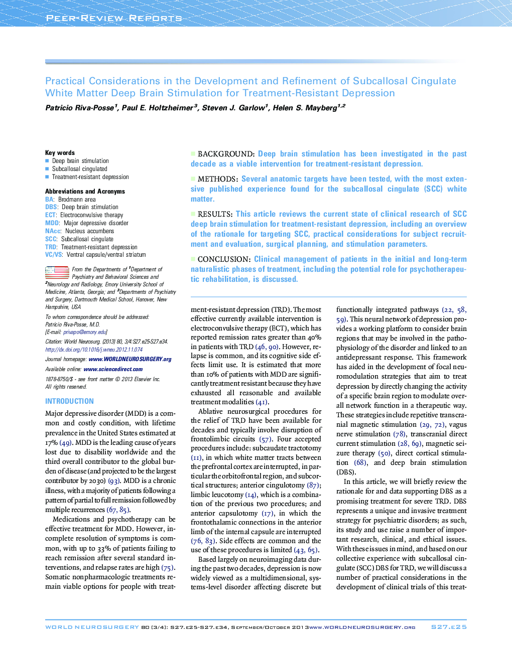 Practical Considerations in the Development and Refinement of Subcallosal Cingulate White Matter Deep Brain Stimulation for Treatment-Resistant Depression 