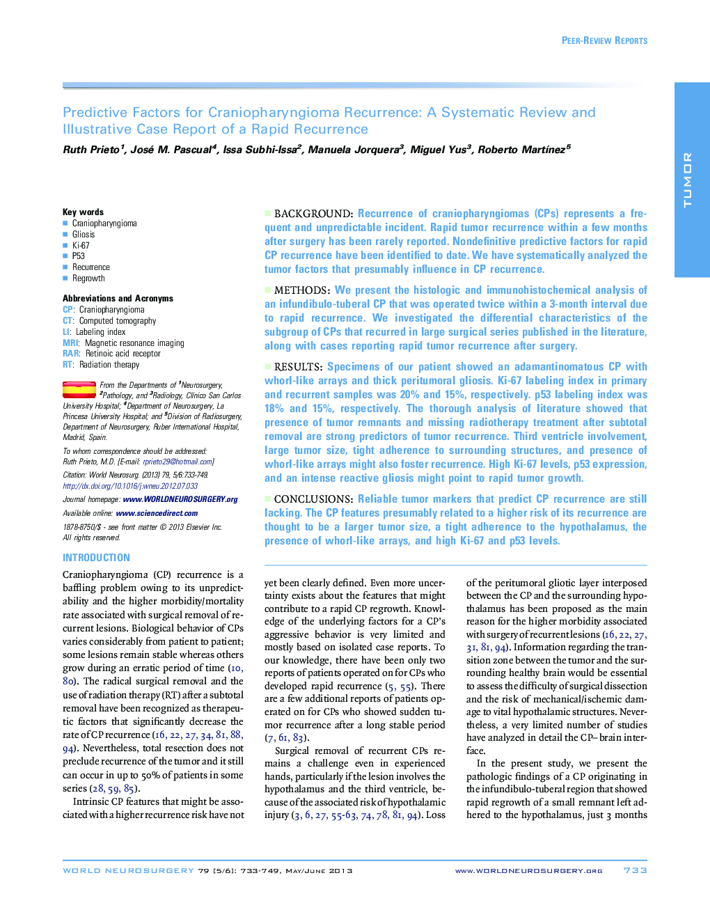 Predictive Factors for Craniopharyngioma Recurrence: A Systematic Review and Illustrative Case Report of a Rapid Recurrence 