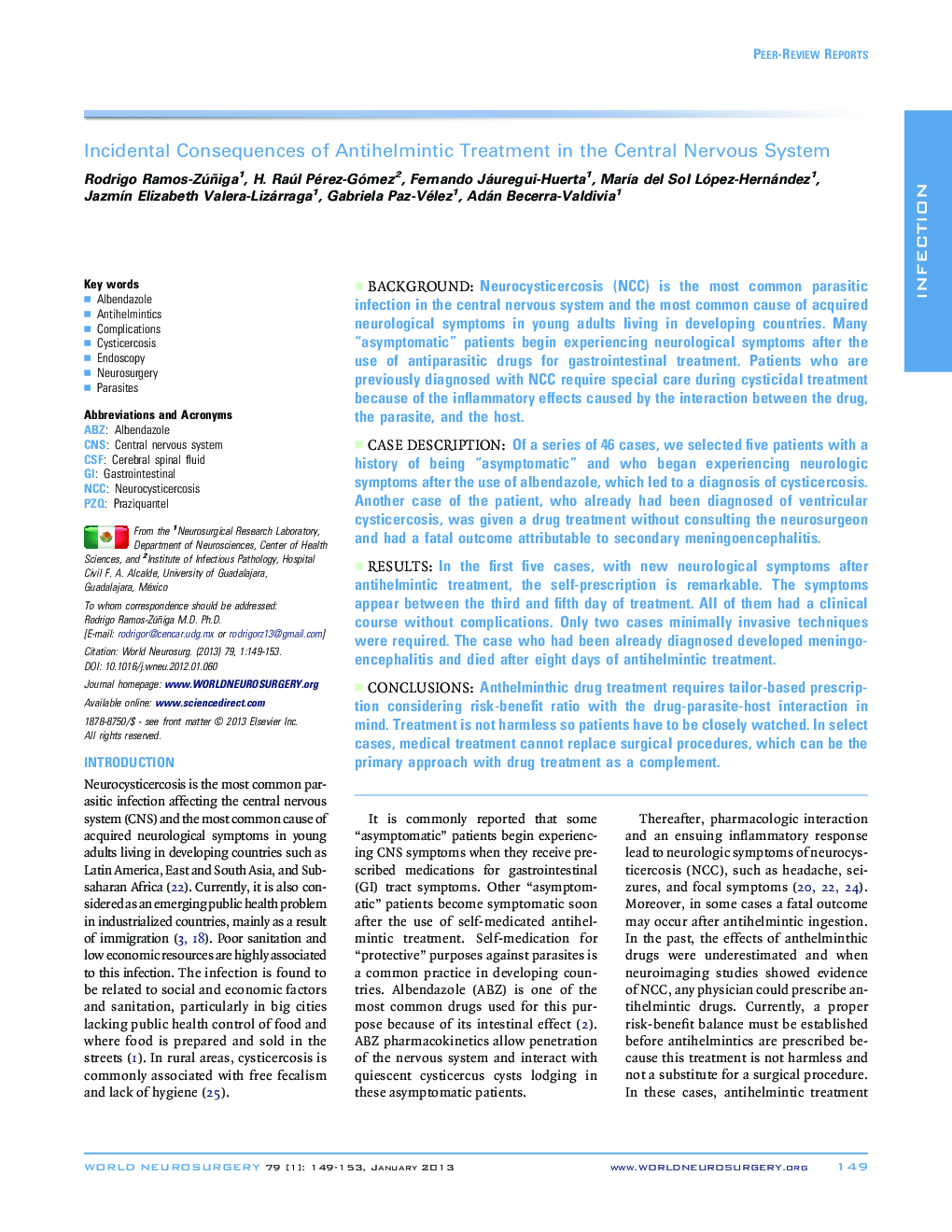 Incidental Consequences of Antihelmintic Treatment in the Central Nervous System 