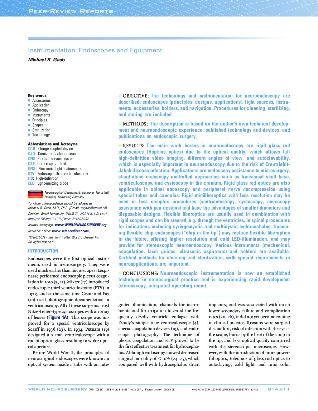 Instrumentation: Endoscopes and Equipment 