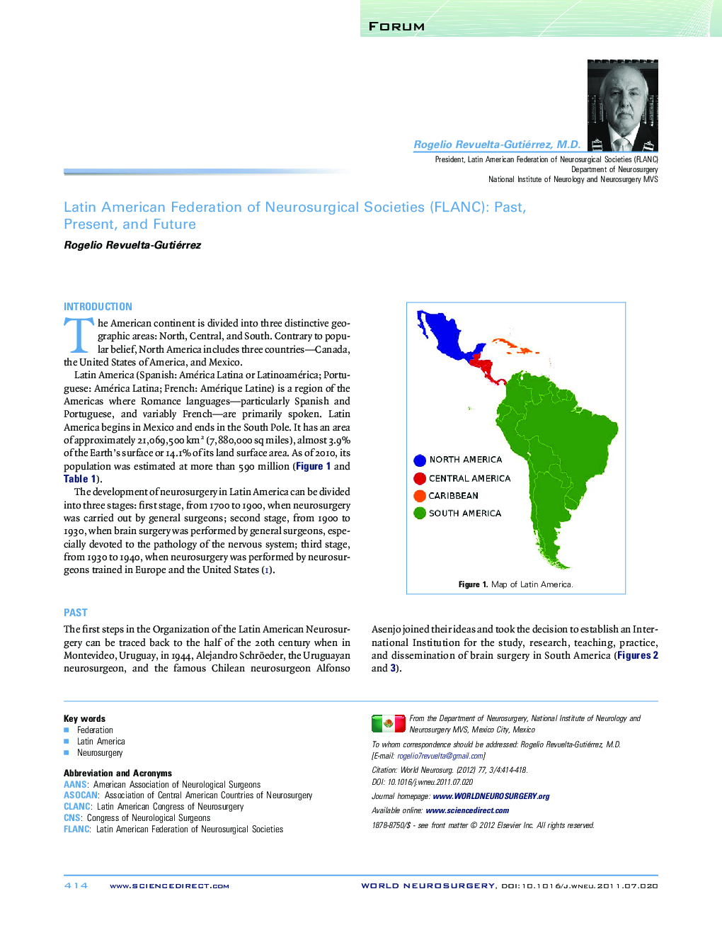 Latin American Federation of Neurosurgical Societies (FLANC): Past, Present, and Future