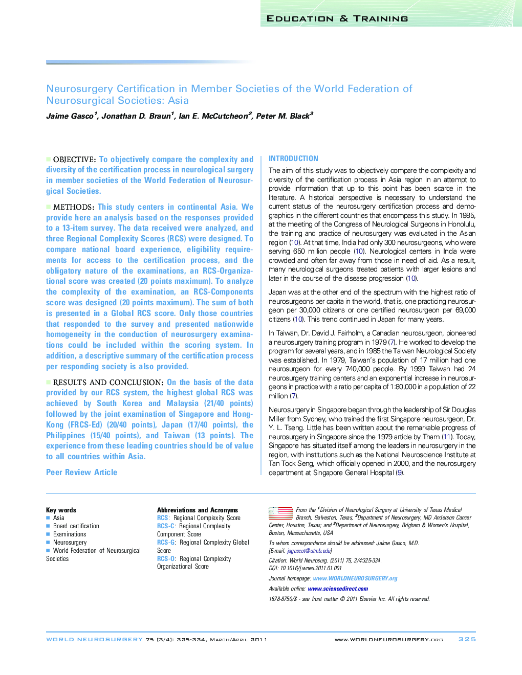 Neurosurgery Certification in Member Societies of the World Federation of Neurosurgical Societies: Asia