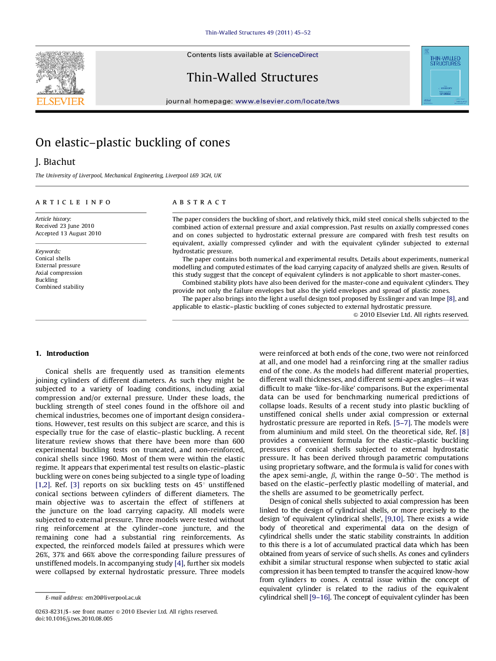 On elastic–plastic buckling of cones