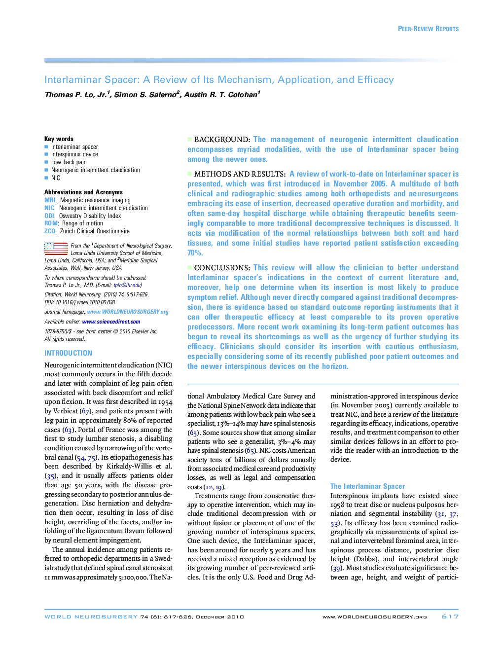 Interlaminar Spacer: A Review of Its Mechanism, Application, and Efficacy 