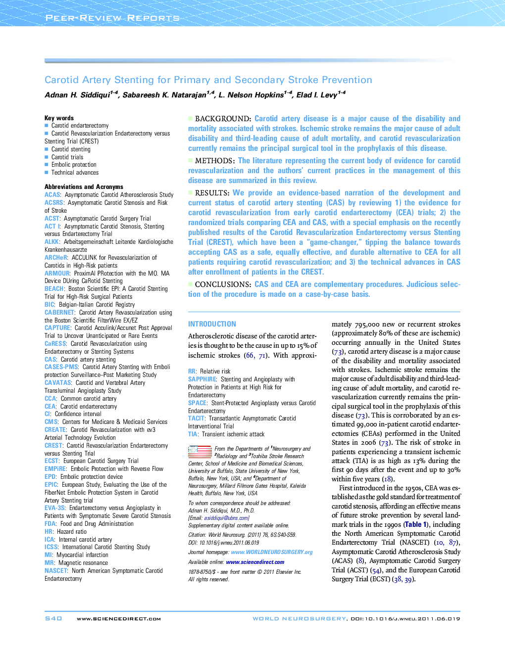 Carotid Artery Stenting for Primary and Secondary Stroke Prevention 