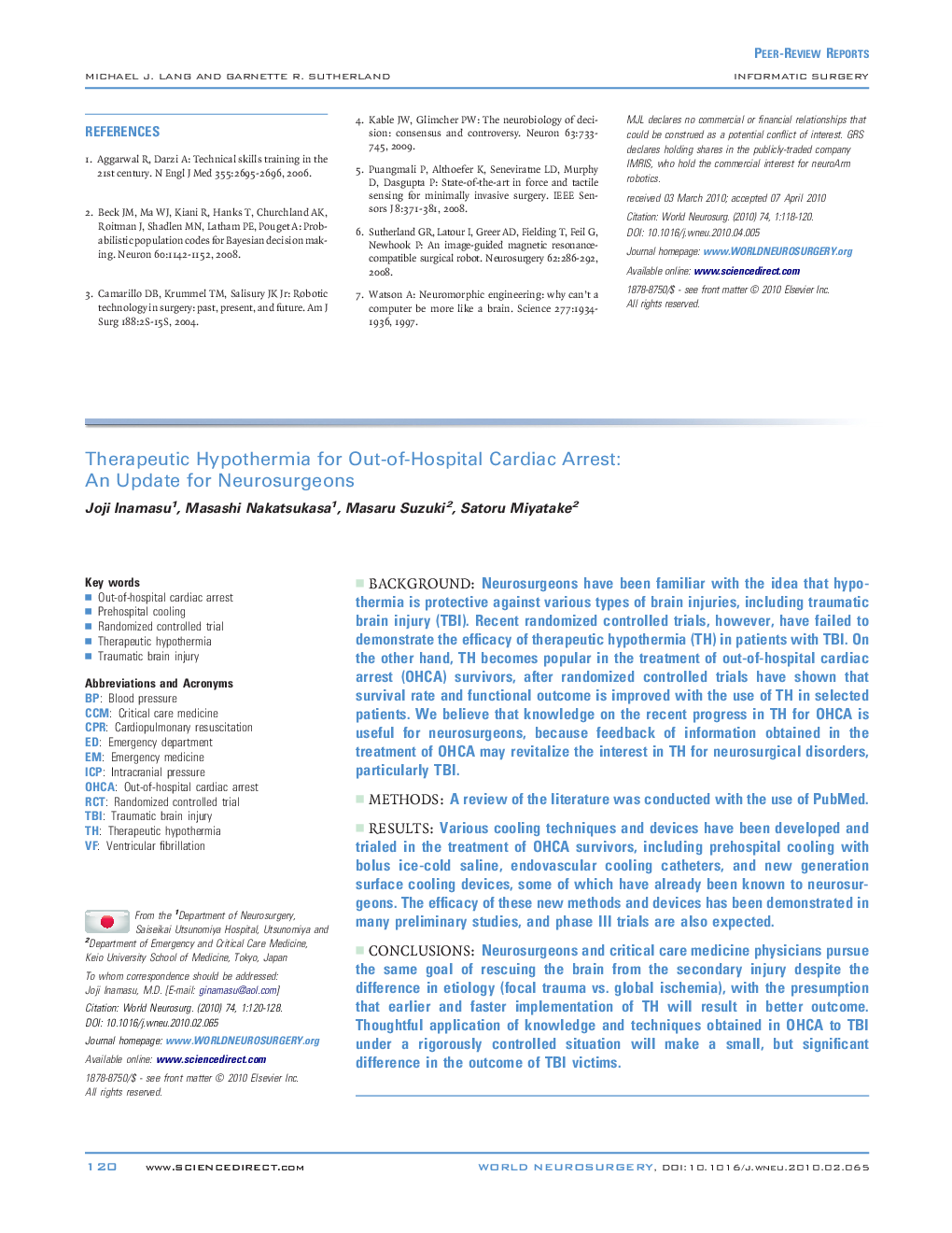 Therapeutic Hypothermia for Out-of-Hospital Cardiac Arrest: An Update for Neurosurgeons