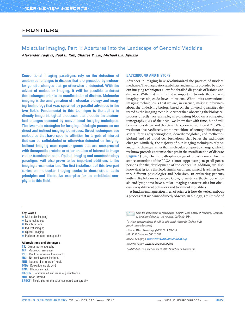 Molecular Imaging, Part 1: Apertures into the Landscape of Genomic Medicine