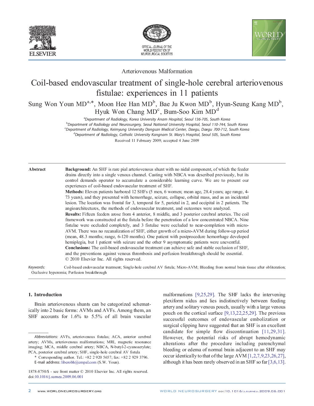 Coil-based endovascular treatment of single-hole cerebral arteriovenous fistulae: experiences in 11 patients