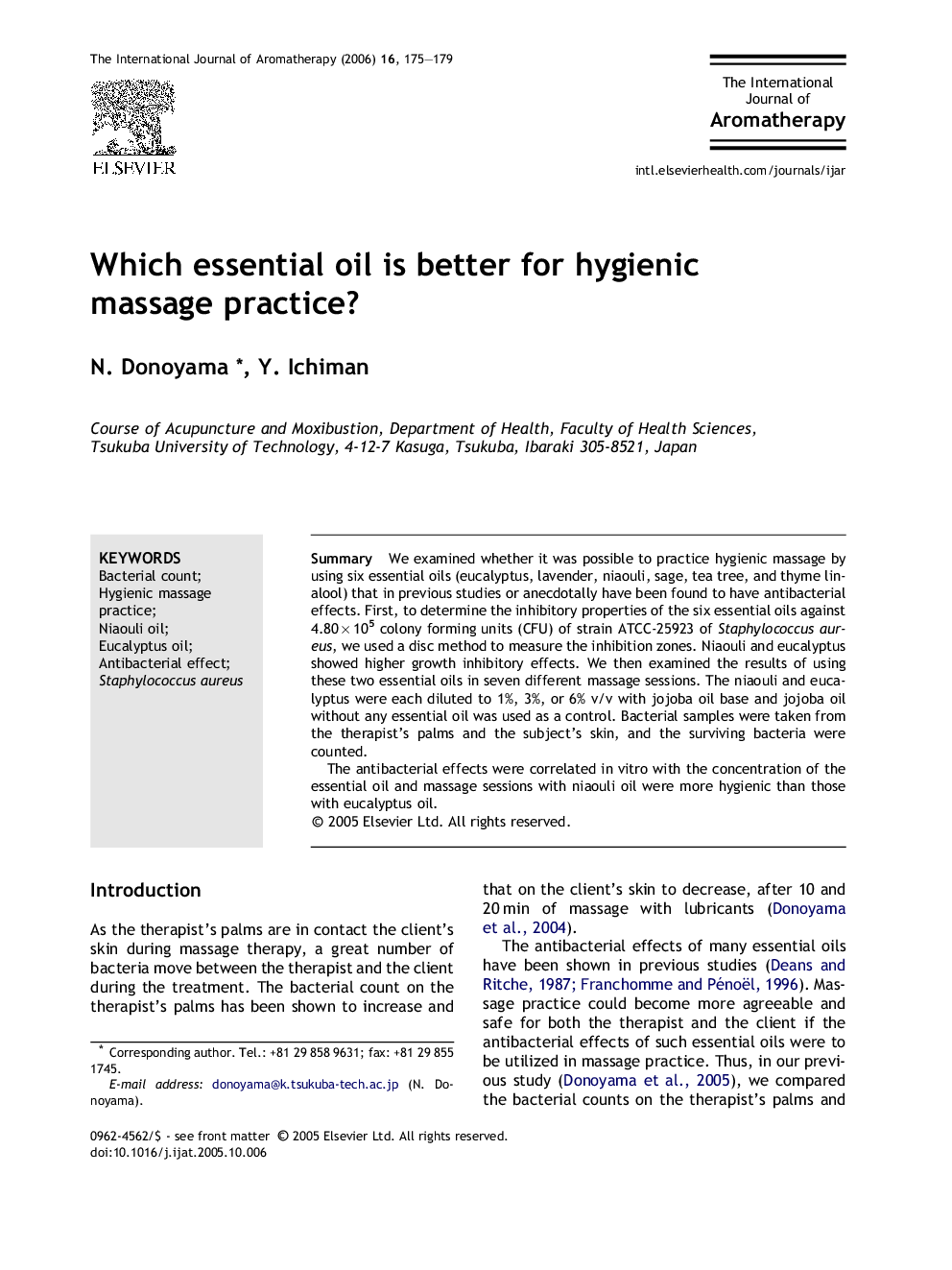 Which essential oil is better for hygienic massage practice?