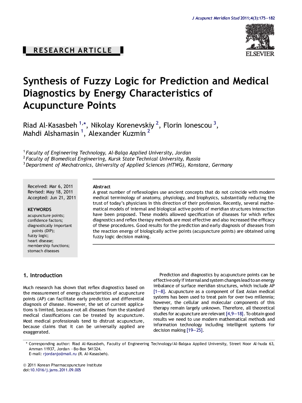 Synthesis of Fuzzy Logic for Prediction and Medical Diagnostics by Energy Characteristics of Acupuncture Points