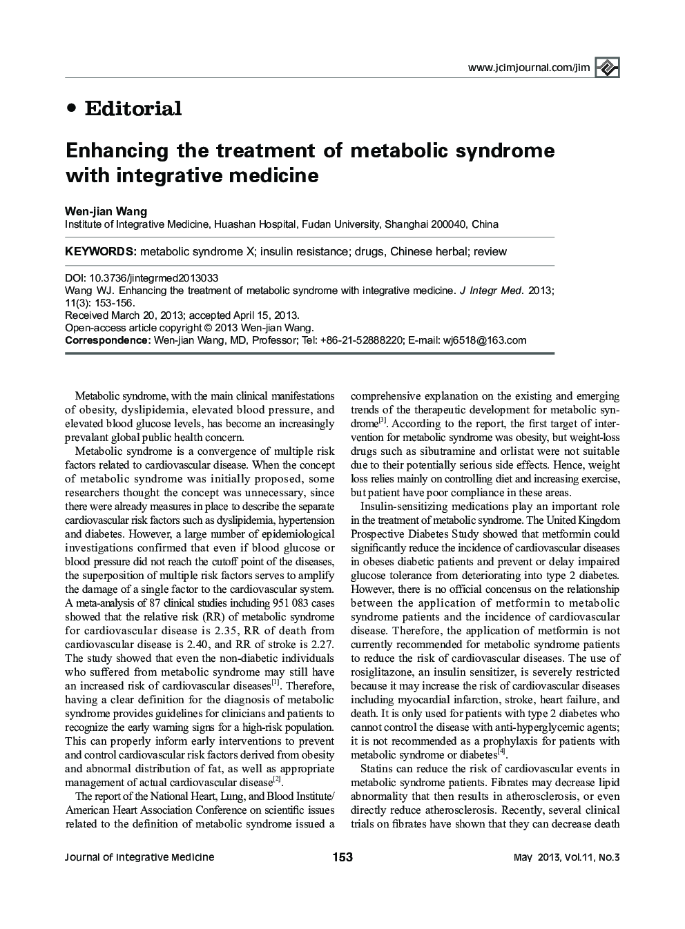 Enhancing the treatment of metabolic syndrome with integrative medicine