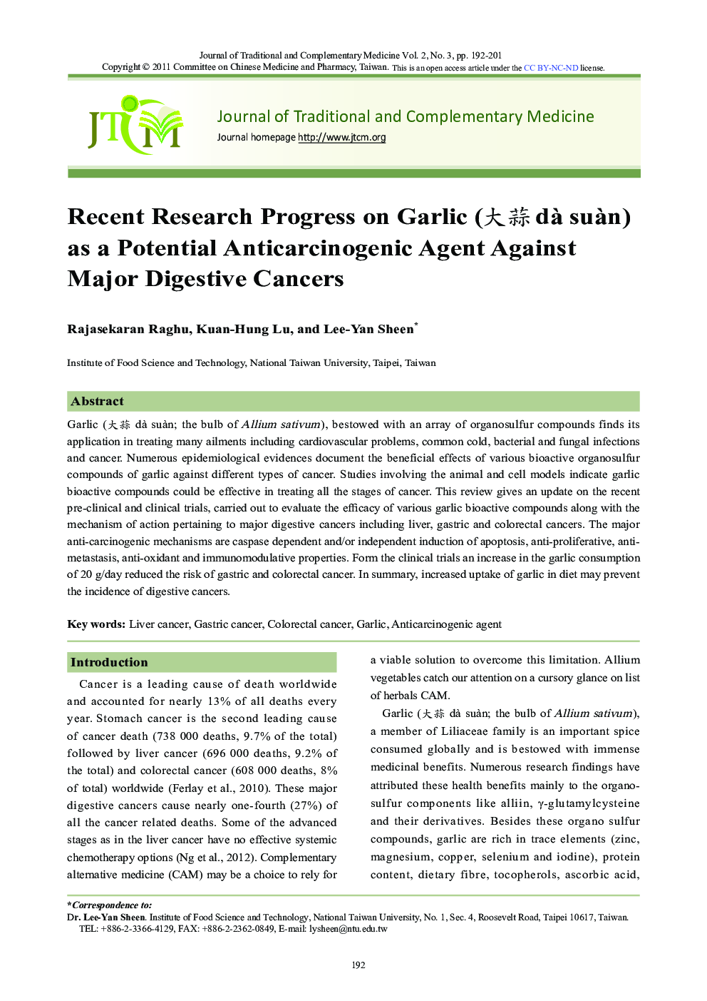 Recent Research Progress on Garlic (大蒜 dà suàn) as a Potential Anticarcinogenic Agent Against Major Digestive Cancers