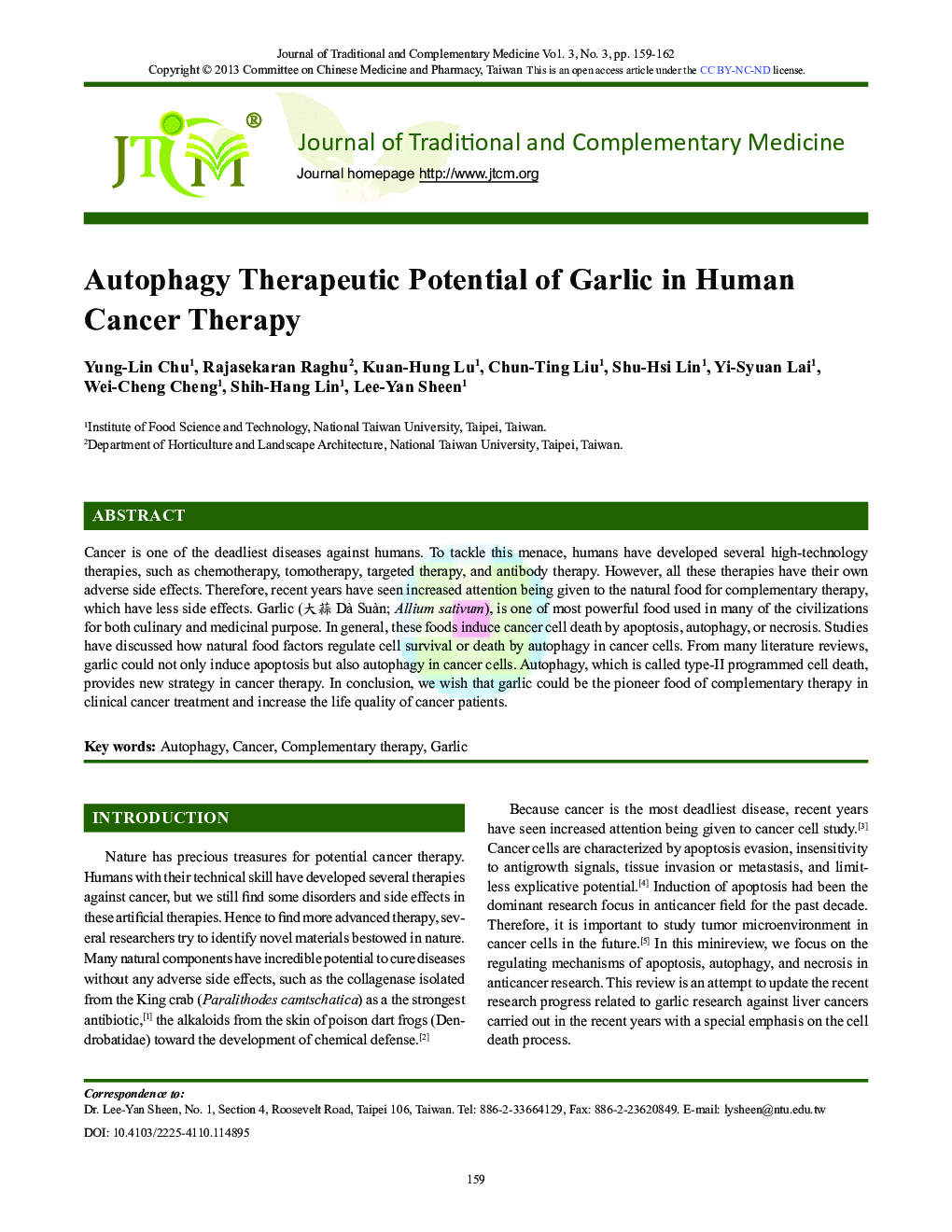 Autophagy Therapeutic Potential of Garlic in Human Cancer Therapy