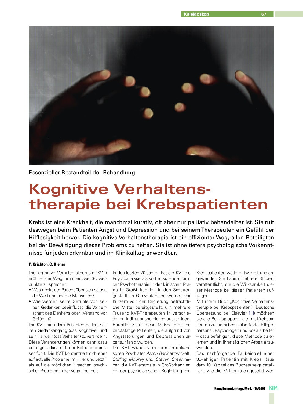 Kognitive Verhaltenstherapie bei Krebspatienten