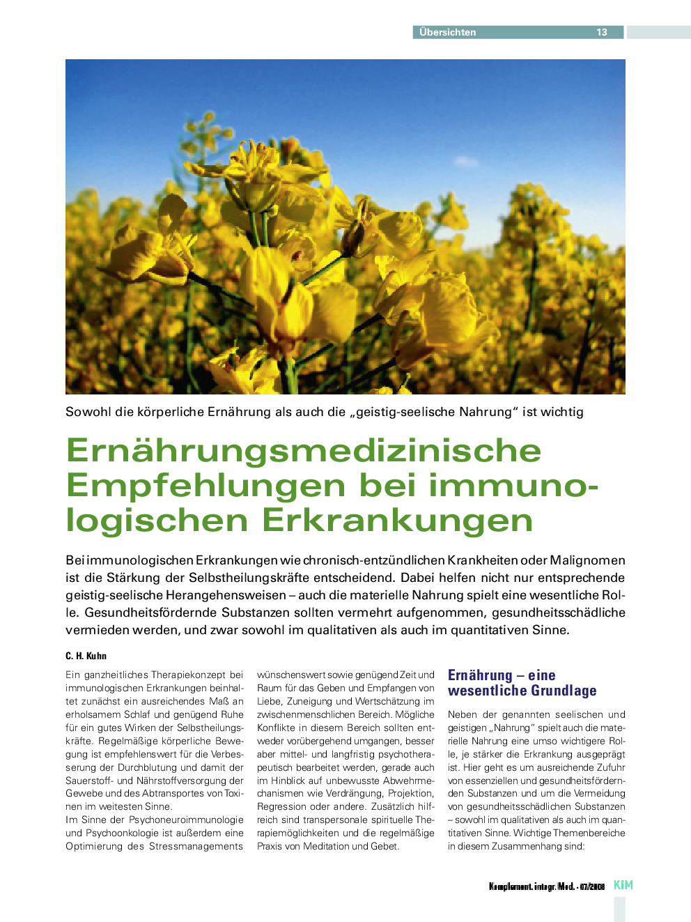 Ernährungsmedizinische Empfehlungen bei immunologischen Erkrankungen