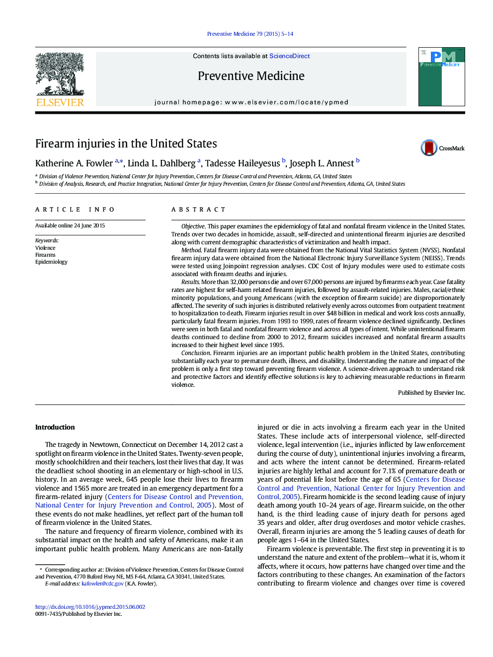 Firearm injuries in the United States