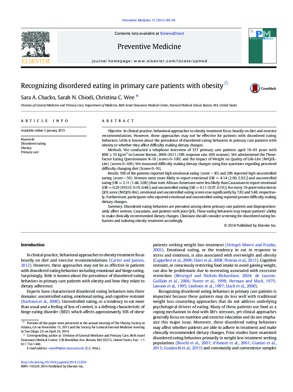 Recognizing disordered eating in primary care patients with obesity 